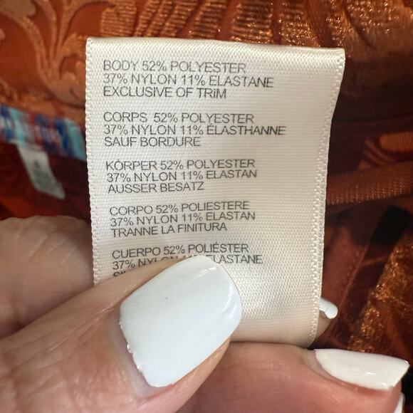 Urban Outfitters Orange Velvet Paisley Flare Pants Sz 6 - Picture 7 of 12